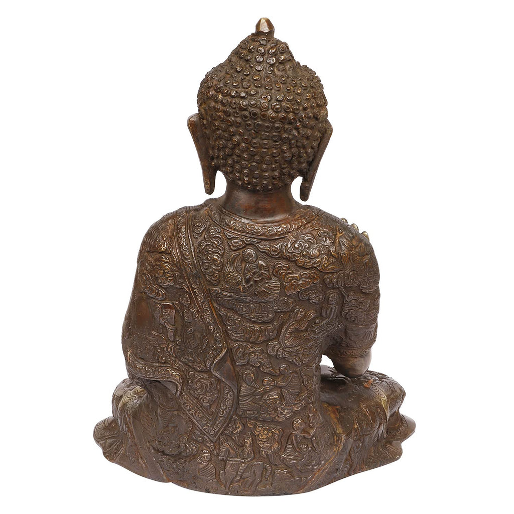 ARTVARKO Big Buddha Brass Statue Buddhism Life Sign Sitting Sculpture Feng Shui Idol Figurine Diwali Gifts Home Décor 12 Inch.