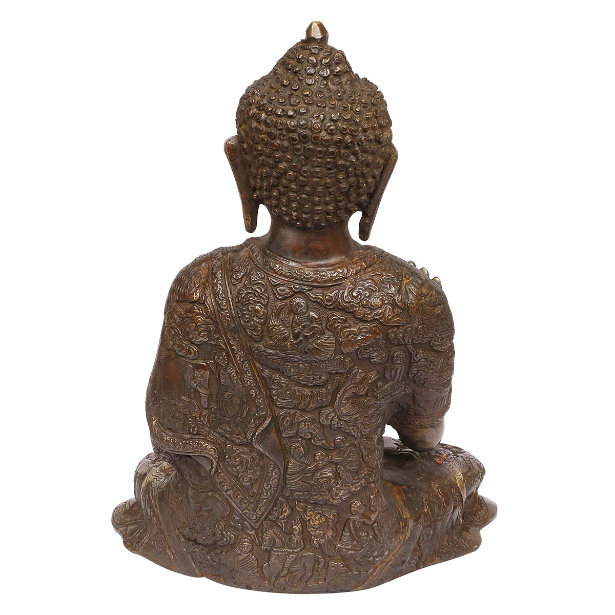ARTVARKO Big Buddha Brass Statue Buddhism Life Sign Sitting Sculpture Feng Shui Idol Figurine Diwali Gifts Home Décor 12 Inch.