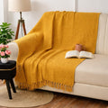Tarantaran Waffle Weave Cotton Throw Blanket – Lightweight, Breathable & Cozy for Sofa or Bed (100% Cotton)(50X60 Inches) (Mustard) Kafalo