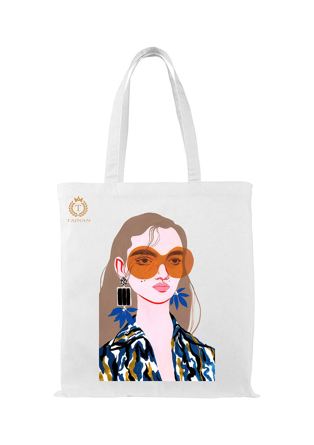 TAJNAN Organic Cotton Reusable Grocery Bags | Eco-Friendly, Multi-Purpose Canvas Tote Bag Pack of 1 (Blue Girl)
