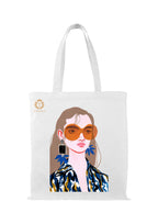 TAJNAN Organic Cotton Reusable Grocery Bags | Eco-Friendly, Multi-Purpose Canvas Tote Bag Pack of 1 (Blue Girl)