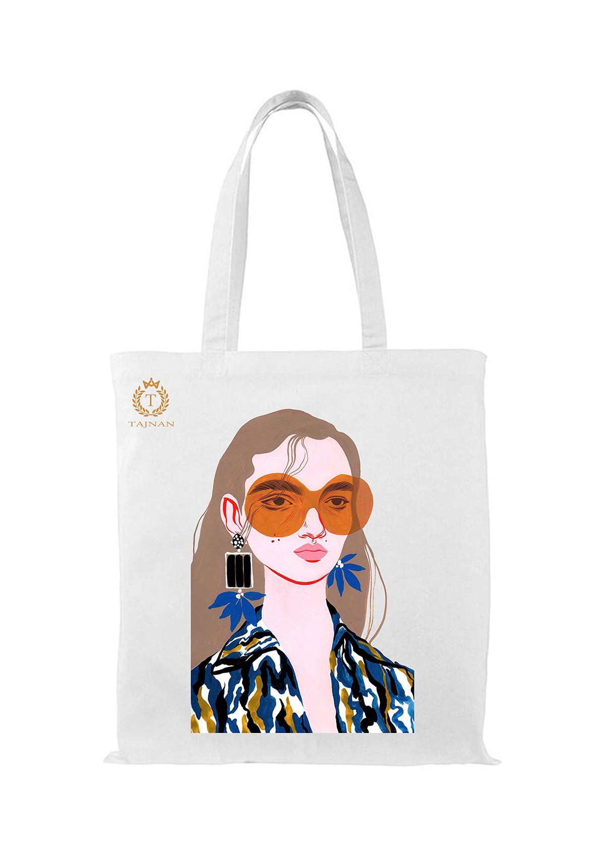 TAJNAN Organic Cotton Reusable Grocery Bags | Eco-Friendly, Multi-Purpose Canvas Tote Bag Pack of 1 (Blue Girl)