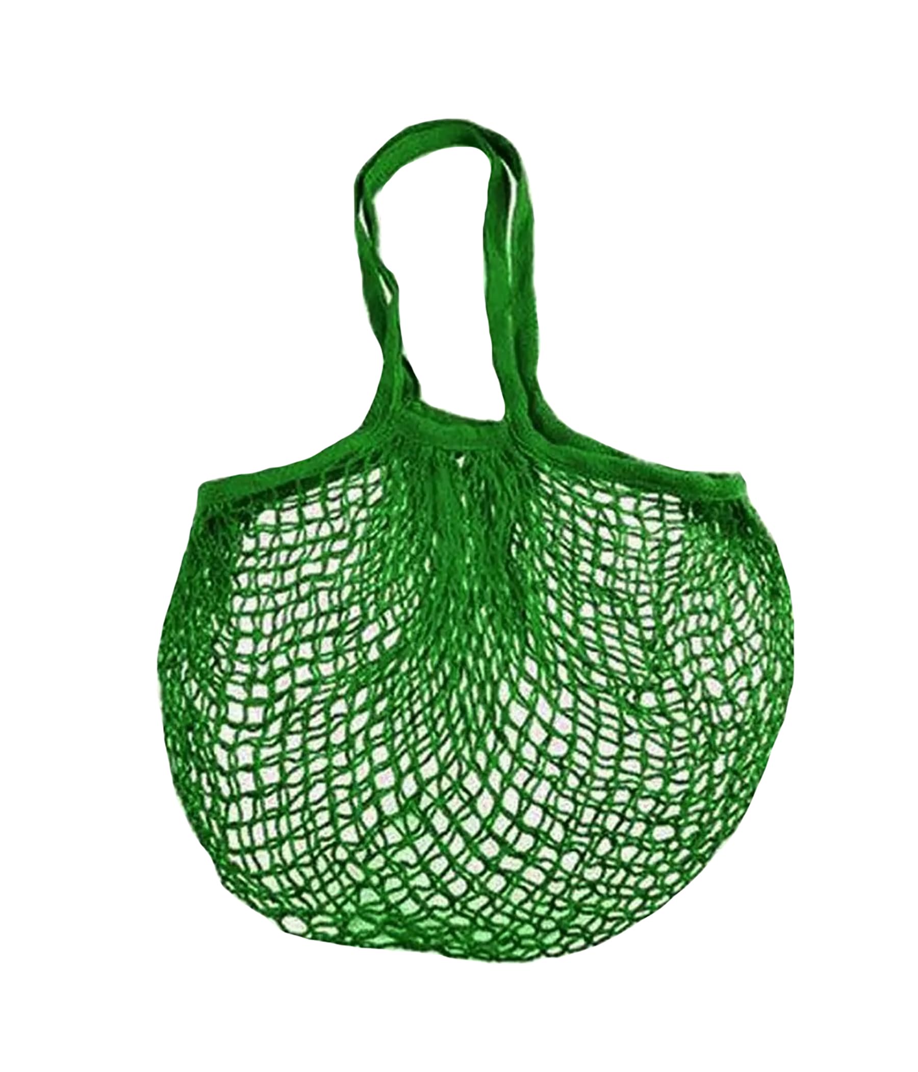 MSK Looms Eco Friendly Light Weight Cotton Net String Bag with Short Handle, Reusable Produce Bag for Fruits and Vegetable - Light Green