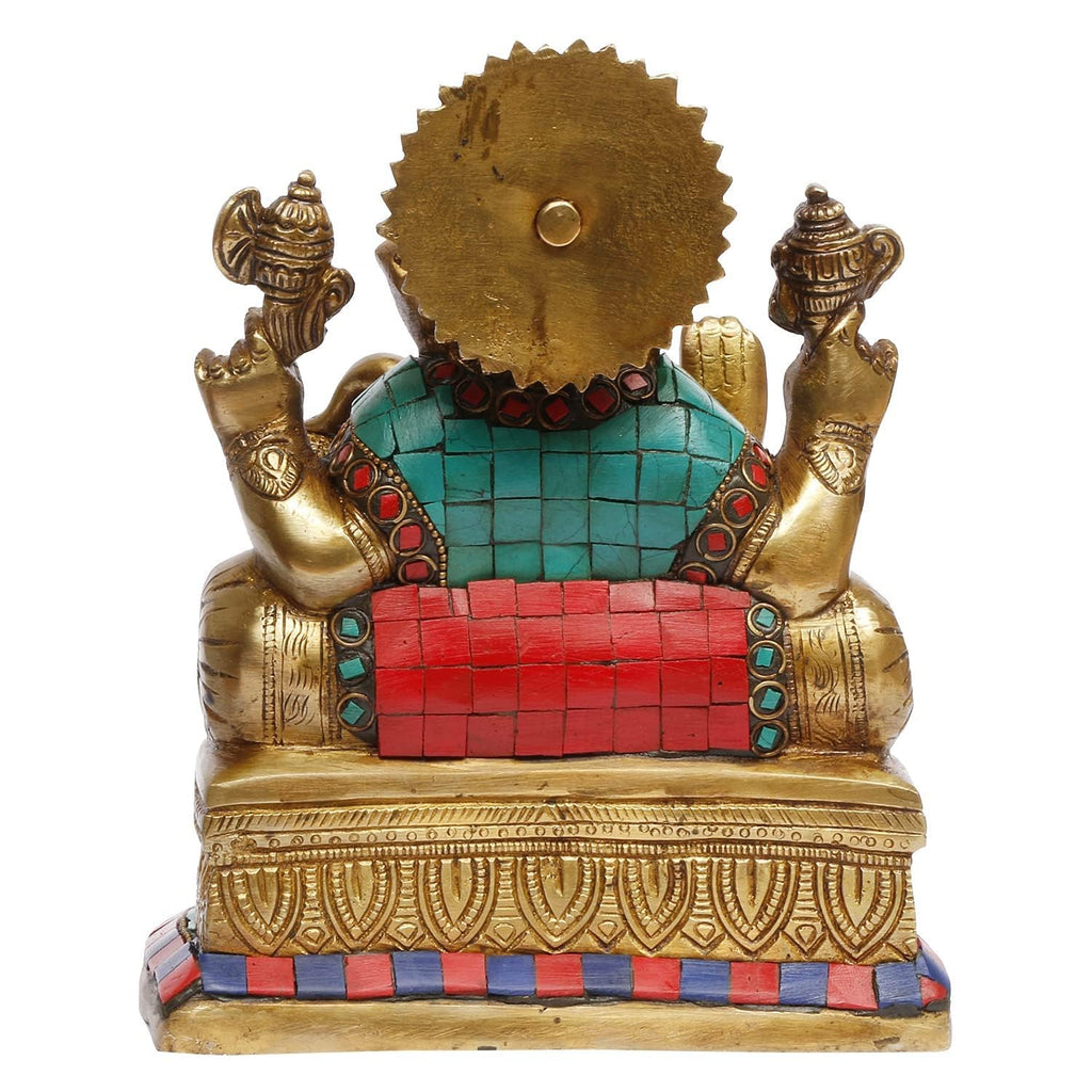 SVARUP Brass Ganesh Idol Statue Murti God Ganesha Vinayak Ganpati Sitting Sculpture Bhagwan Height 8 Inch