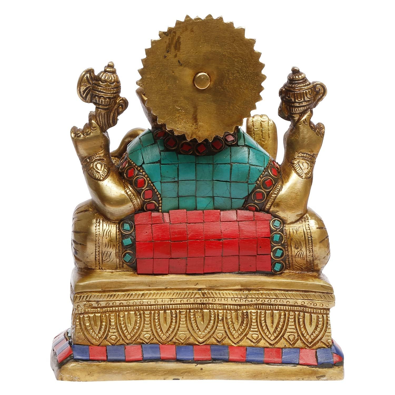 SVARUP Brass Ganesh Idol Statue Murti God Ganesha Vinayak Ganpati Sitting Sculpture Bhagwan Height 8 Inch