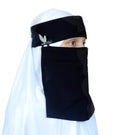 AL RIDHA Women's Babussalam Fabric Fashion Nosepiece One‑Layer Half Hijab Pendant Design Saudi Niqab for Muslim Women and Girls, Black (Crystal Leaf Pendant)