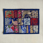 ATRANGI STUDIO Patchwork Table Mat | Traditional Rajasthani Khambadiya Placemat | Handmade Reusable Dining Table Mat for Home Decor | Colourful Dining Setup | 12x18 Inch, Blue