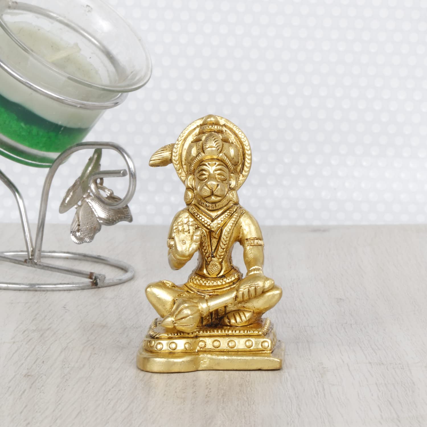 ARTVARKO Brass Bhagwan Hanuman Sitting Bajrangbali Murti Statue for Blessings at Home and Office 3 Inch.