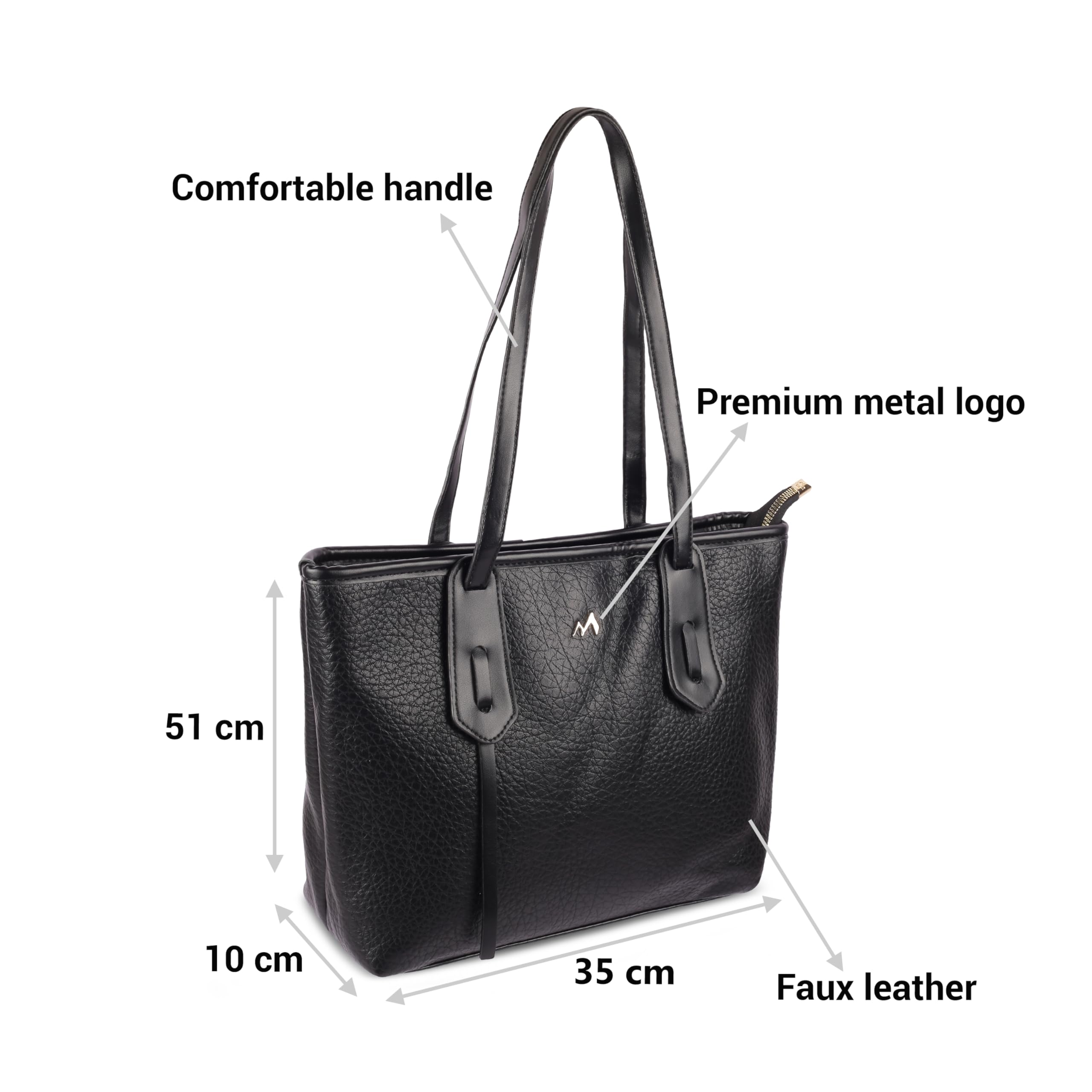Metro Women Black Faux Leather Spacious Stylish Shoulder Bag (66-211)