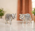 KridayKraft Metal Elephant Polish Set for Showpiece Enhance Your Home, Office, Table Decorative (Silver, Medium) - 2 Pieces