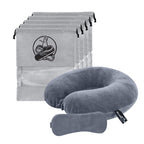 ATOM Shield Travel Kit Combo | Memory Foam Neck Pillow, Eye Mask & Ear Plugs for Airplane, Train & Car | Lightweight Travel Accessories Set