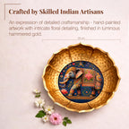 Kaari Tales Hammered Golden Lotus Urli Bowl with Royal Elephant Art | Decorative Metal Pooja Urli for Floating Flowers, Festive Décor & Centerpieces | Scalloped Edge Lotus Design