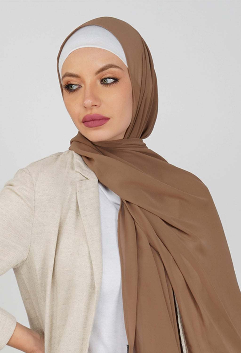ANA Soft Chiffon Scarf/Stole/Hijab/Dupatta - Soft and Flowy Texture, Solid Pattern, Perfect Blend of Style and Comfort - Elegance for Every Occasion (Taupe)