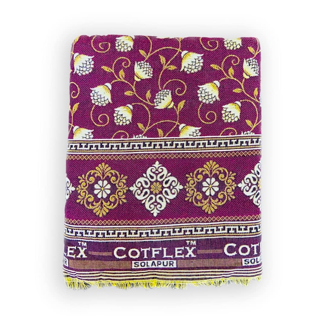 COTFLEX Original Solapur Chaddar Queen Bed Cotton Blanket (Maroon) Kafalo