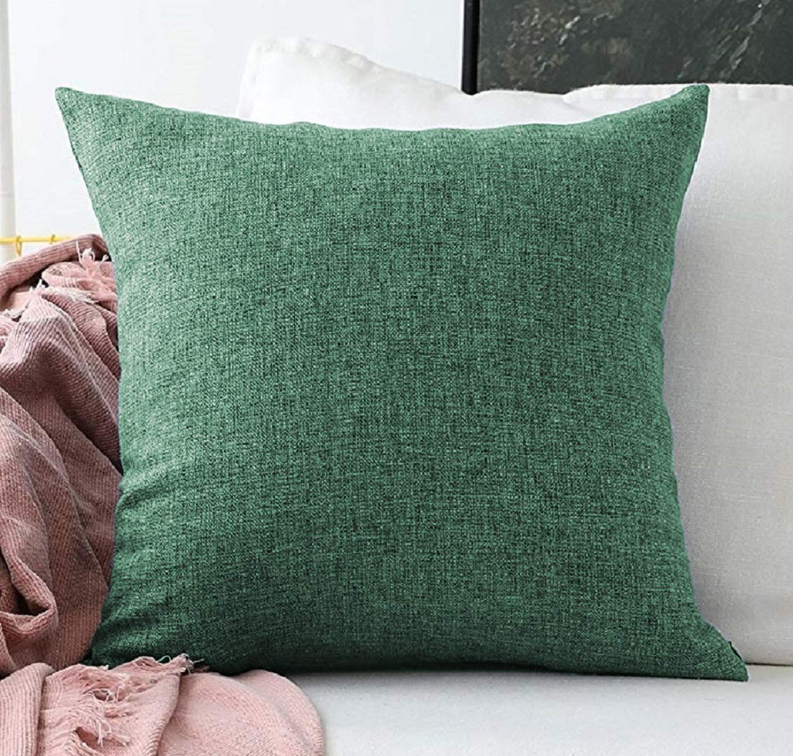 Khooti Jute Cushion Cover | 12x12| Green | Set of 1 | Throw Pillow Cover for Couches, Chairs, Sofas, Beds, Coffee Tables, Living Rooms, Bedrooms, Modern Boho Design