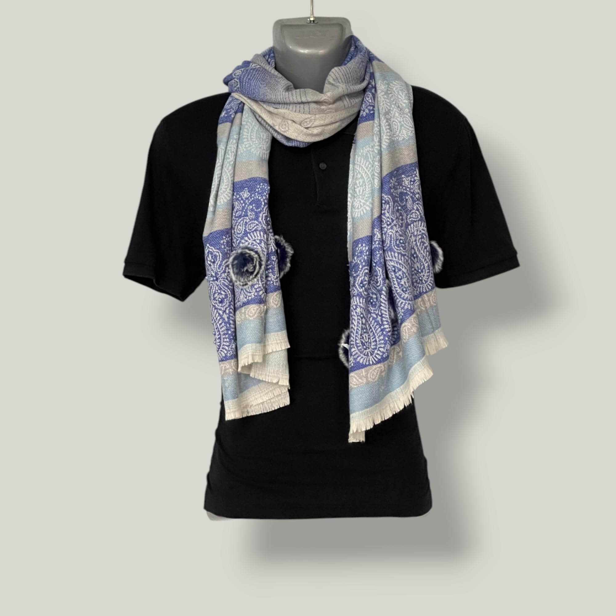 Huevess Kashmiri Winter Woolen Stole for Women (Blue)