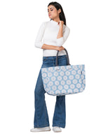 AQVA Stripe Printed Tote Bag for Women | Ladies Casual Handbag for Shopping, Travel with Top & inner Zip Pocket | Versatile Trendy Handbag for College Girls (Hasti Pewter)