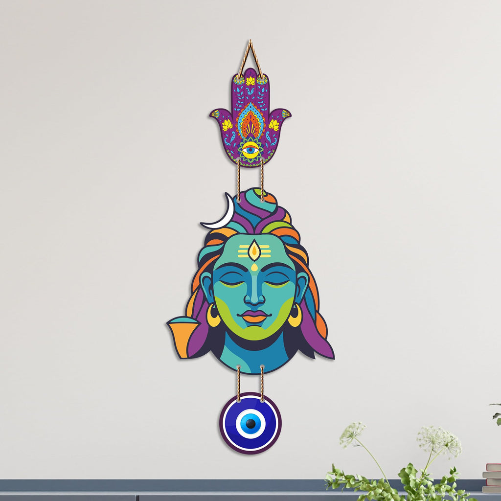 Artvibes Lord Shiva Evil Eye Wall Hanging for Home Temple & Entrance | Spiritual MDF Wall Decor | Meditation Room Vastu Wall Art for Living Room | Office & Main Door | Gift Item (WH_8587N)