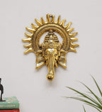 Metal Ganesha ji Statue,Ganpati Wall Hanging Sculpture Lord Ganesh Idol Lucky Feng Shui Wall Decor Your Home, Office,Religious Gift Article (Gold)