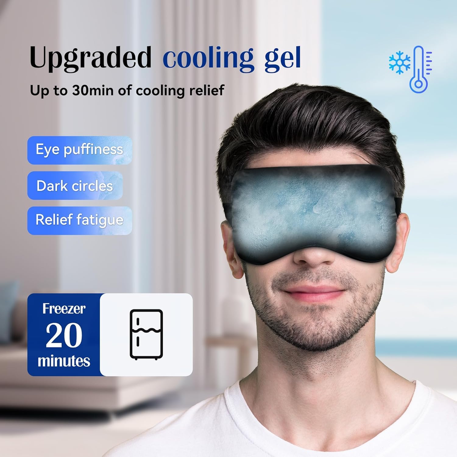 Boldhealth Premium Cooling Gel Eye Mask with Beads for Sleeping, Ice Pad Relief for Men & Women, Blue
