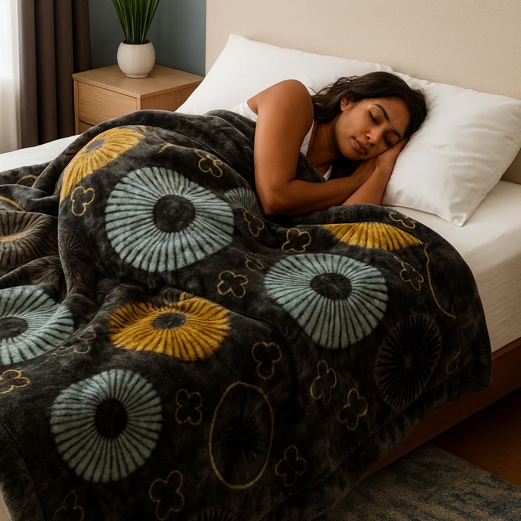 BSB HOME Double Ply Mink Blanket – Super Soft, Ultra Warm Luxury Winter Blanket for Double Bed | Thick Korean Style Blanket for Extreme Cold Weather (Colour - Black & White Weight - 4.5 KG) Kafalo