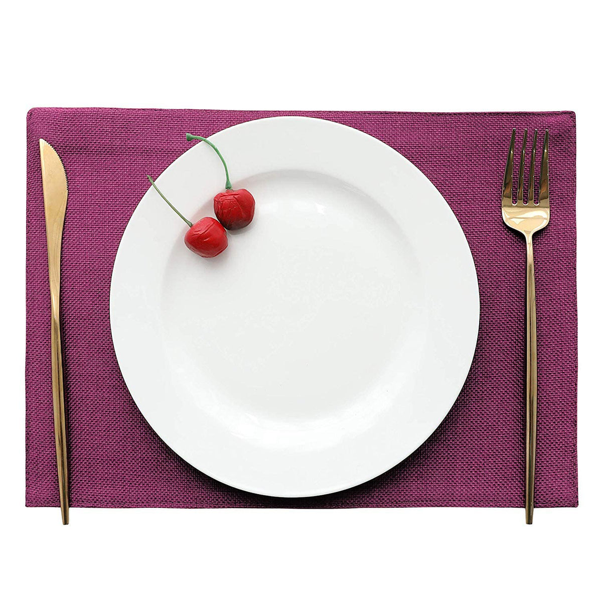 Khooti Jute Tablemats/Placemats Heat Resistant Set of 1 Piece, Table Mats for Dining Table, Kitchen, Coffee Table, Wedding Party | 12 x 18 inches / 30 cm x 45 cm | Wine Kafalo