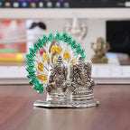 KridayKraft Mini Laxmi Ganesh Murti – Divine Lord Idol for Home & Office Décor, Intricately Designed Pooja Statue & Spiritual Showpiece for Living Room, Bedroom, Temple (Silver)