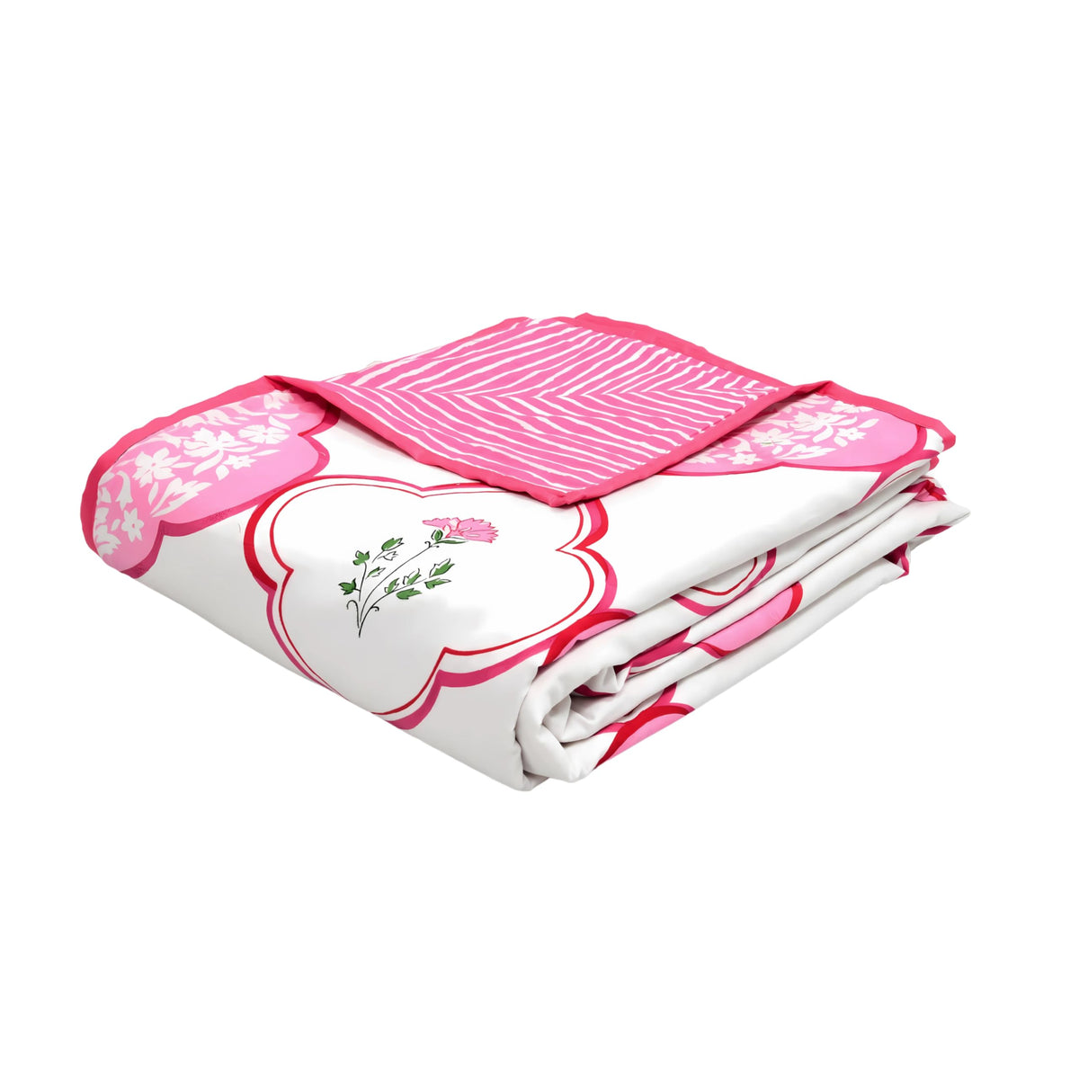 BLOCKS OF INDIA 100% Cotton Dohar King Size Reversible Hand Block Printed Malmal Summer Dohar/Blanket (MUGHAL Pink) Kafalo