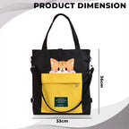 Kraptick Tote Bags – Stylish Shoulder Tote Bag for Everyday Use For Women Compact Reusable Perfect as a Grocery Tote Bag, Shopping Bags for Grocery (Lazy Cat Black)