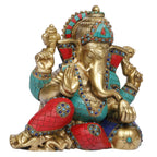 ARTVARKO™ Brass Ganesha Ganesh Big Statue for Home Entrance Decor Ganpati Idol Murti Marriage Gift Good Luck Success Diwali Puja (11x6x9.5 Inch)