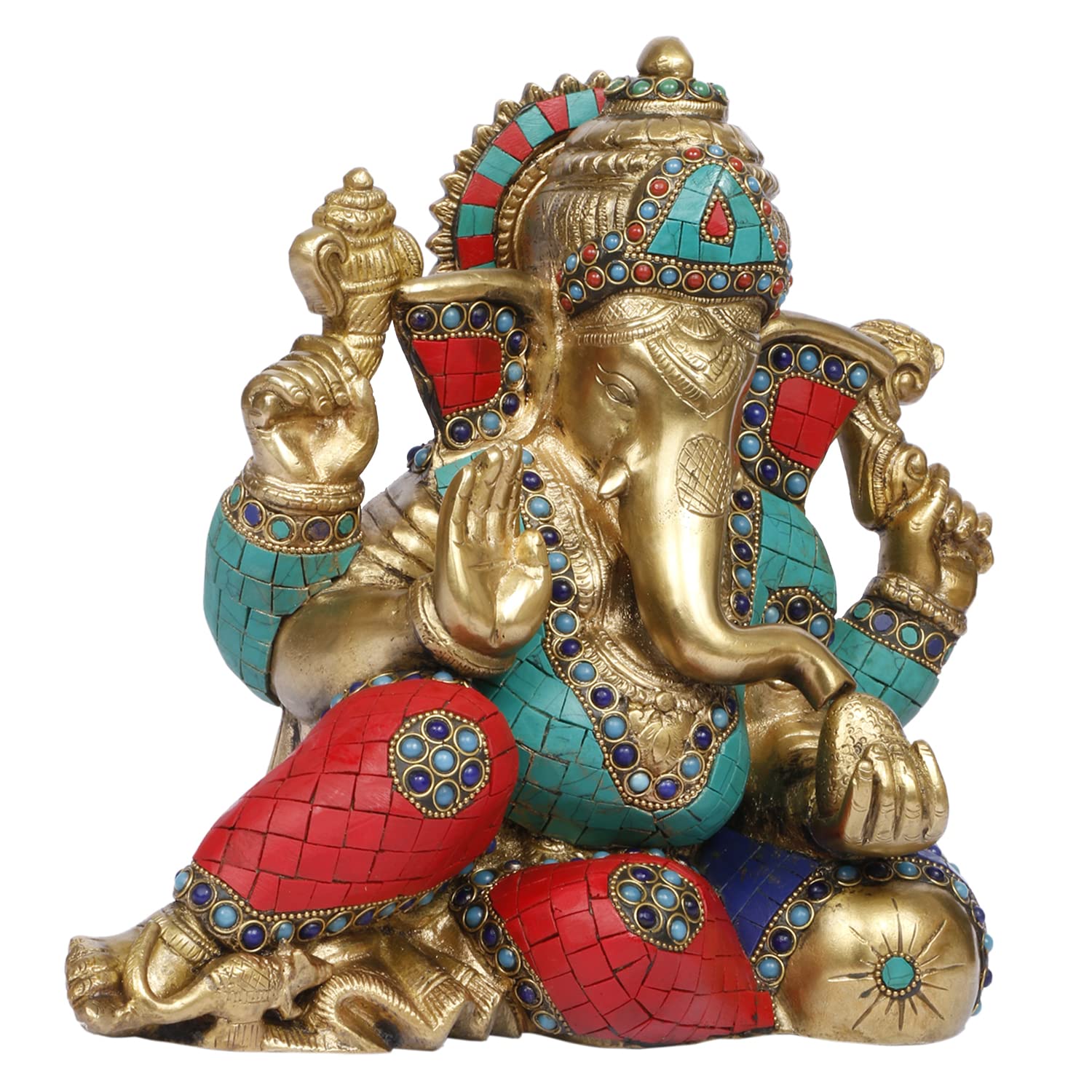 ARTVARKO™ Brass Ganesha Ganesh Big Statue for Home Entrance Decor Ganpati Idol Murti Marriage Gift Good Luck Success Diwali Puja (11x6x9.5 Inch)