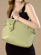 Carrylux Women's Soft PU Leather Tote Bag | Large Single Compartment Shoulder Handbag, Office, College & Casual | Pista Green