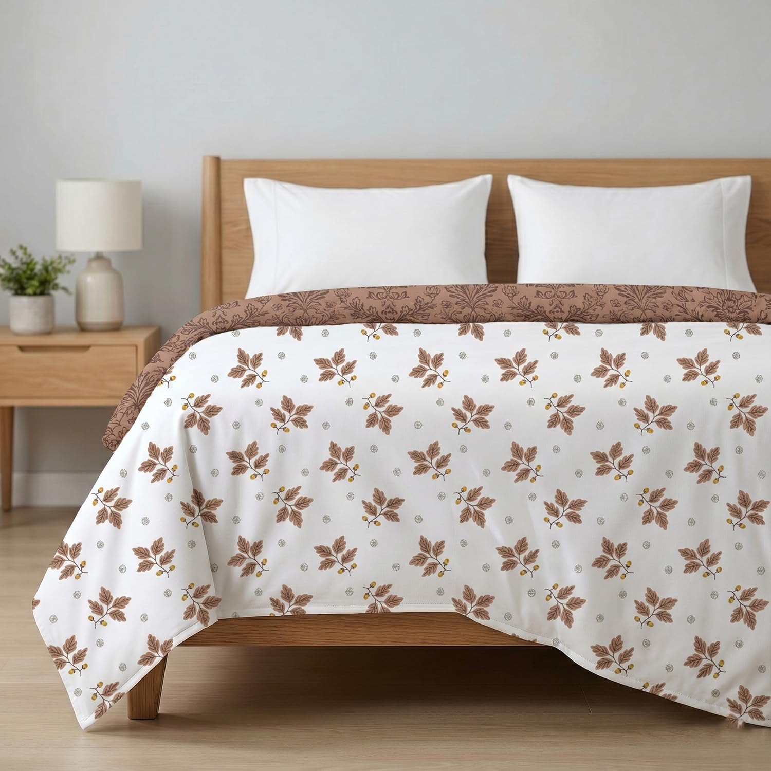 AYKA 100% Cotton Dohar Single Bed 56x85 Inch (143x216 cm) | 150 GSM Lightweight Cooling AC Blanket | Soft Breathable Modern Style Summer Comforter | Reversible Printed Quilt (Floral, Single) Kafalo