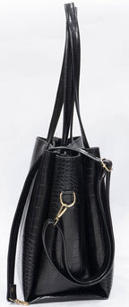 Carrylux Large Capacity Croco Pattern Tote Bags For Womens Big Purses And Handbags Ladies Big Shoulder Bag (Black)