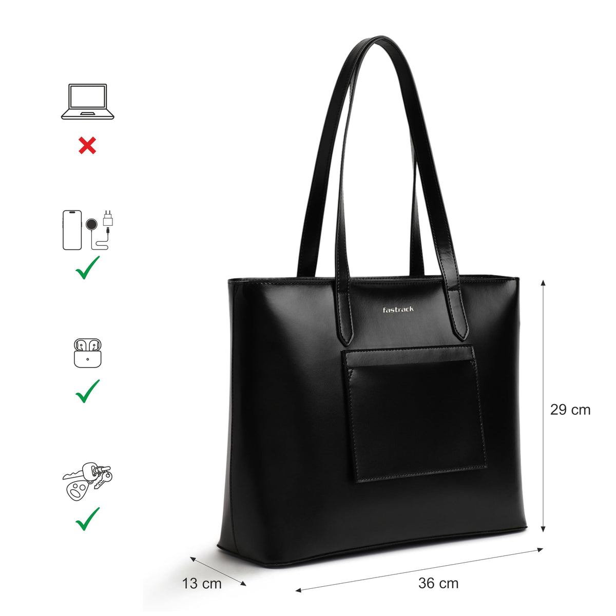 Fastrack PU Structured Tote Bag with Cut Work for Women, Girls and Ladies | College & Office Ready Tote Bag