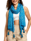 KE KANHA EXPORTS Cotton Scarf with Tassels|Bandhani Print Scarf for Women Stylish|Stole for Women|Breathable Boho Beach Summer Wrap|Multicolor Scarf|Easily Fits 180 * 50 CM
