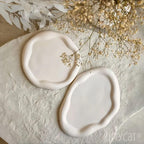 Kitty Cat® Handmade Concrete Trinket Tray Set of 2 – Aesthetic Minimalist Decorative Plates for Jewelry, Candles, Vanity & Table Décor | Modern Home & Office Organizer (Irregular Duo Tray Set)