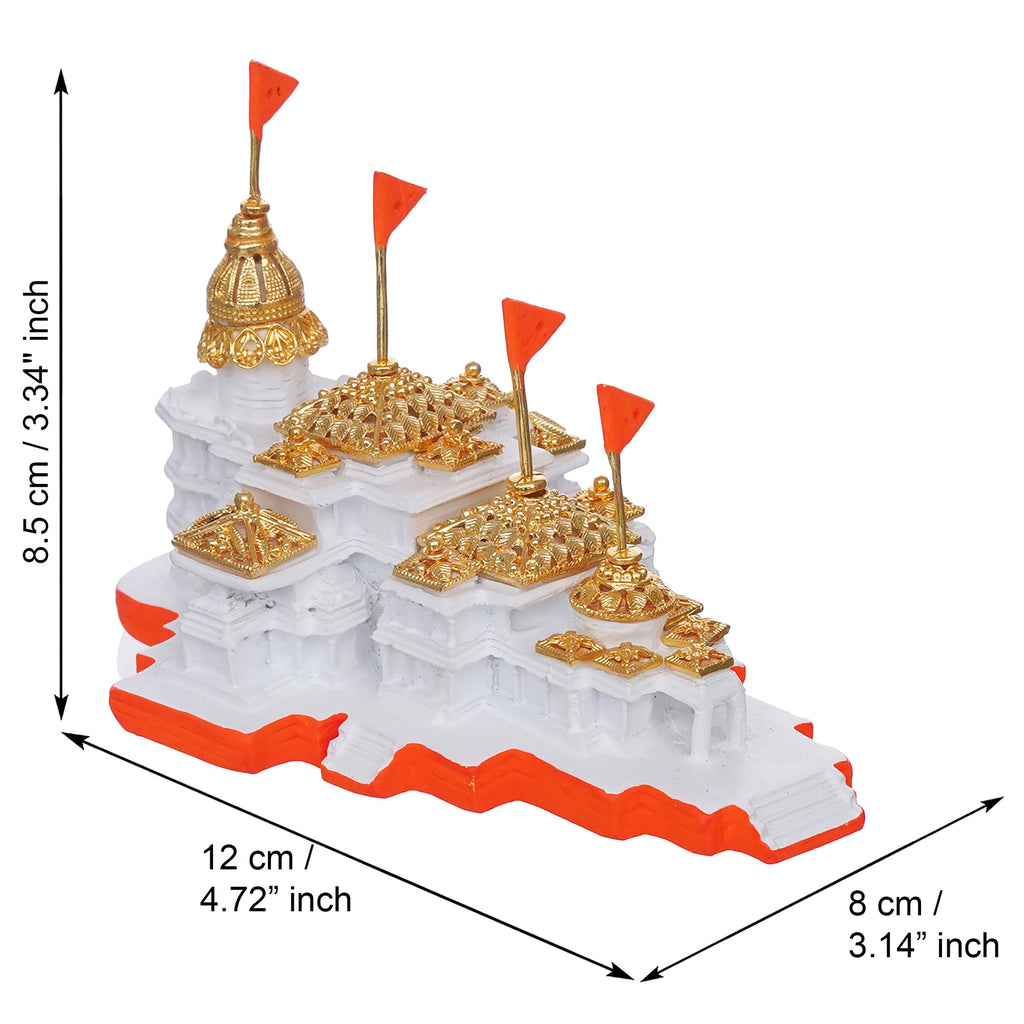 eCraftIndia Shri Ram Mandir Ayodhya Model | Ayodhya Ram Mandir Temple for Home Office Decor | Home Temple Pooja Mandir | Ayodhya Ram Mandir Model Gift for Diwali Ram Navami(Resin, White Golden Orange)