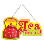 Artvibes Tea Break Wooden Wall Hanging for Livng Room | Quotes Decor Item | Printed Wall Decoration for Dining Room | Wall Illustrations | Graphic Print Artwork | Unique Gift | Cafe Decor (WH_5511N)