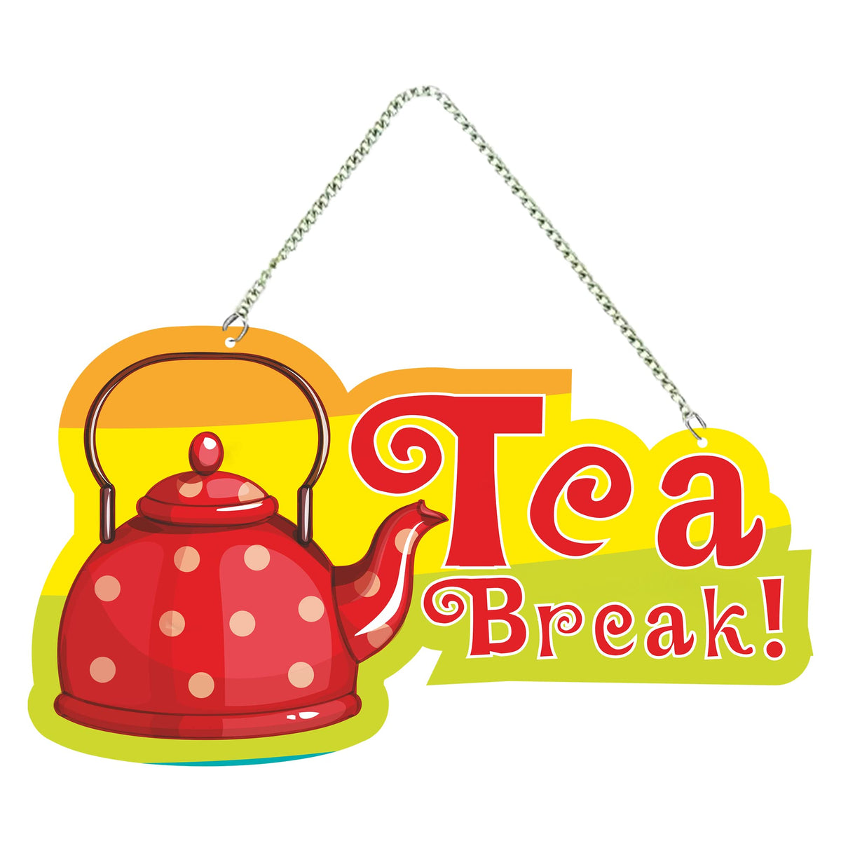 Artvibes Tea Break Wooden Wall Hanging for Livng Room | Quotes Decor Item | Printed Wall Decoration for Dining Room | Wall Illustrations | Graphic Print Artwork | Unique Gift | Cafe Decor (WH_5511N)