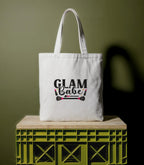 Reusable Cotton Fabric Glam Babe Makeup Print Tote Bag Ideal for Travel Shopping College & Office Use