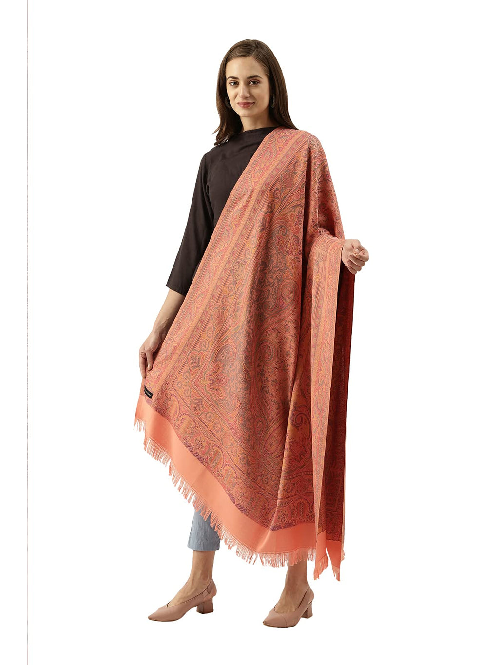 Pashmoda Women Antique Jamawar Shawl (Size: 101 X 203 CM)