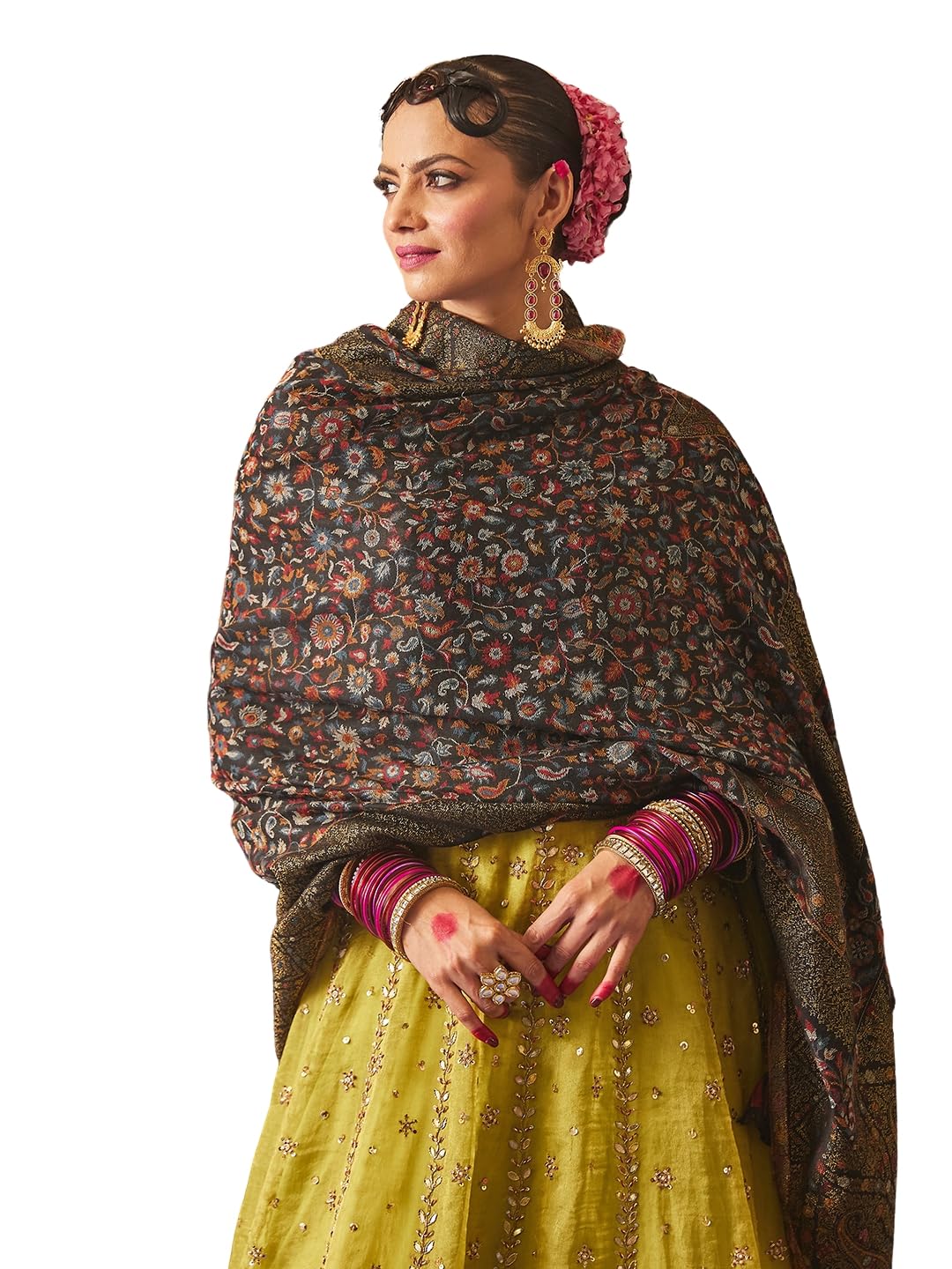 Pashmoda Women Rangrez Kaani Wool Blend Kashmiri Shawl, Stole, Scarf, Luxury Pashmina Evening Wrap (Size: 101 X 203 CM)