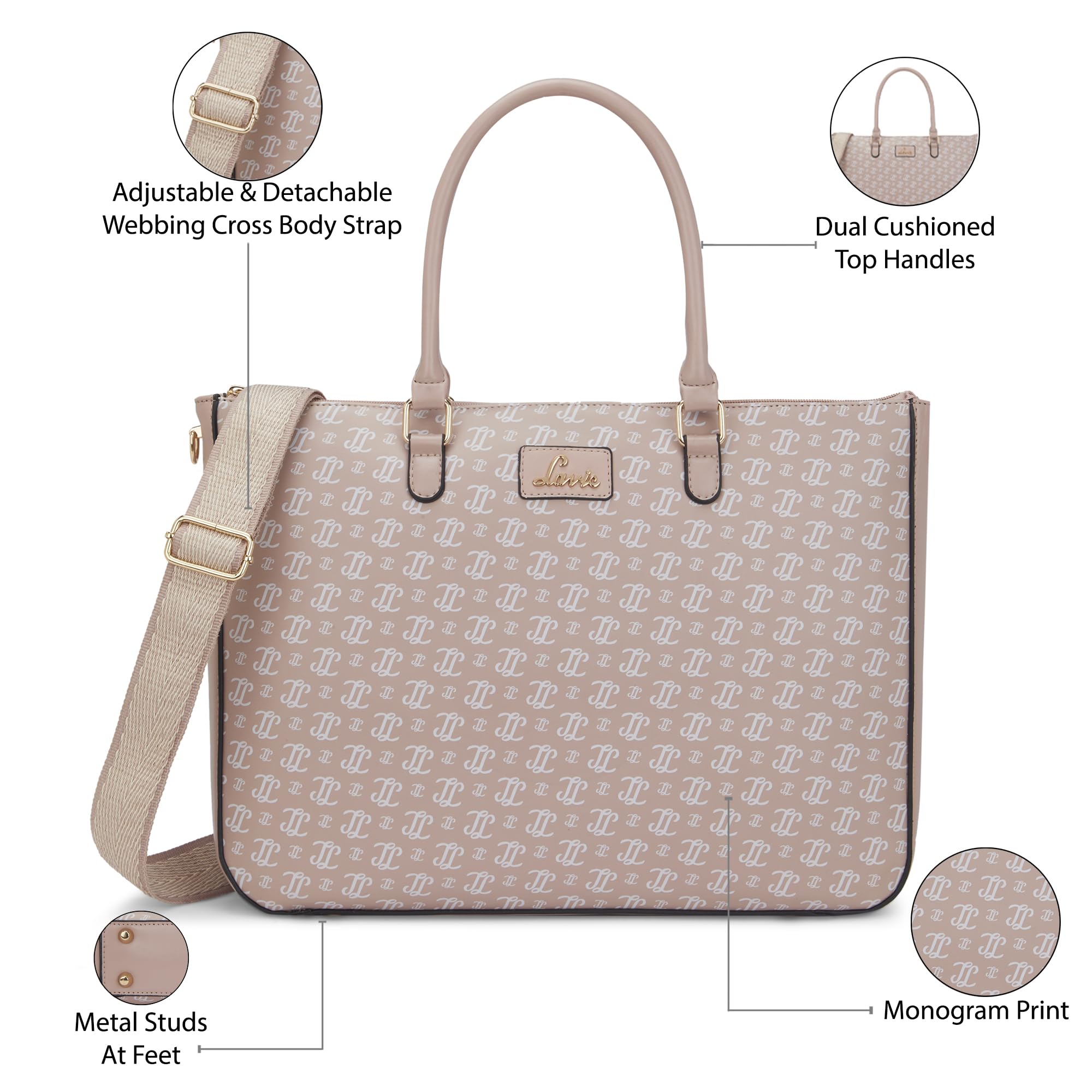 Lavie Women's Mono Raily Large Tote Handbag | Tote Bag for Work | Ladies Purse | Stylish Shoulder Bag | Gift for Women