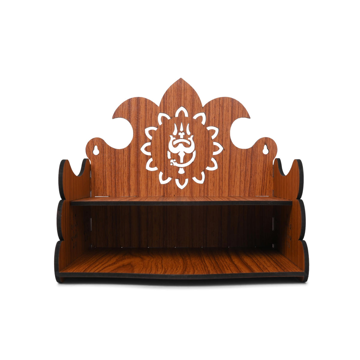 Life TIME Engineered Wood Hand Crafted Om Pattern Home Temple for Puja Temple for Home and Office l Puja Stand l Wooden Mandir, Traditional Pooja Mandir Prayer Shelve (Brown) (Pack of 1)