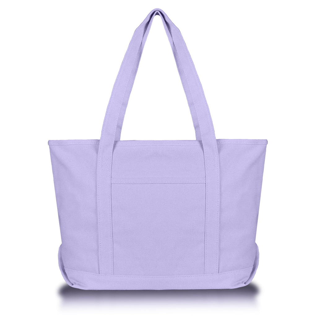 DALIX Womens 23 Deluxe 24 oz. Cotton Canvas Tote Bag Zippered, Lavender, Large
