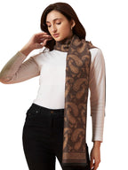 Ravaiyaa - Attitude is everything Women's Winter Warm Scarf Cashmere Reversible Wool Muffler Paisley Design (Brown Paisley)