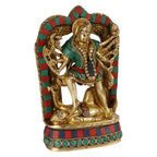 ARTVARKO Kali Maa Murti Brass Maha Kali Ten Legs Mahakali Kalika Maa Statue Idol Puja Murti Decor 4.5x6 Inches
