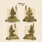 Shilpkala Brass Mahadev Murti with Trishul & Damru - Fine Detailing & Antique Finish, Murti for Mandir, Livingroom, Office Table, Best for Gifting, (2.8 Inch, Coffee Antique)