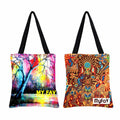 MY FAV Cotton Printed Canvas Tote Bag, for Travel,Yoga, Gym, Sports | Designer Shopping Bag | Compact, Lightweight and Eco-friendly - Capacity15kgs (6 Month Warrenty) pack of 2